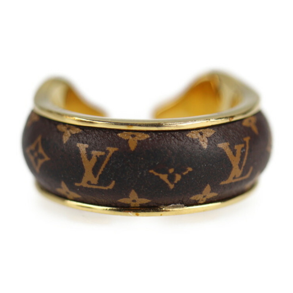 Louis Vuitton Gold Tone Monogram Wood Ring Size 56 Size 7.5