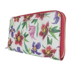 Salvatore Ferragamo long wallet 22 D178 calf leather STBOUQUET WHITE MULTI white system multicolor flower print round fastener zip around