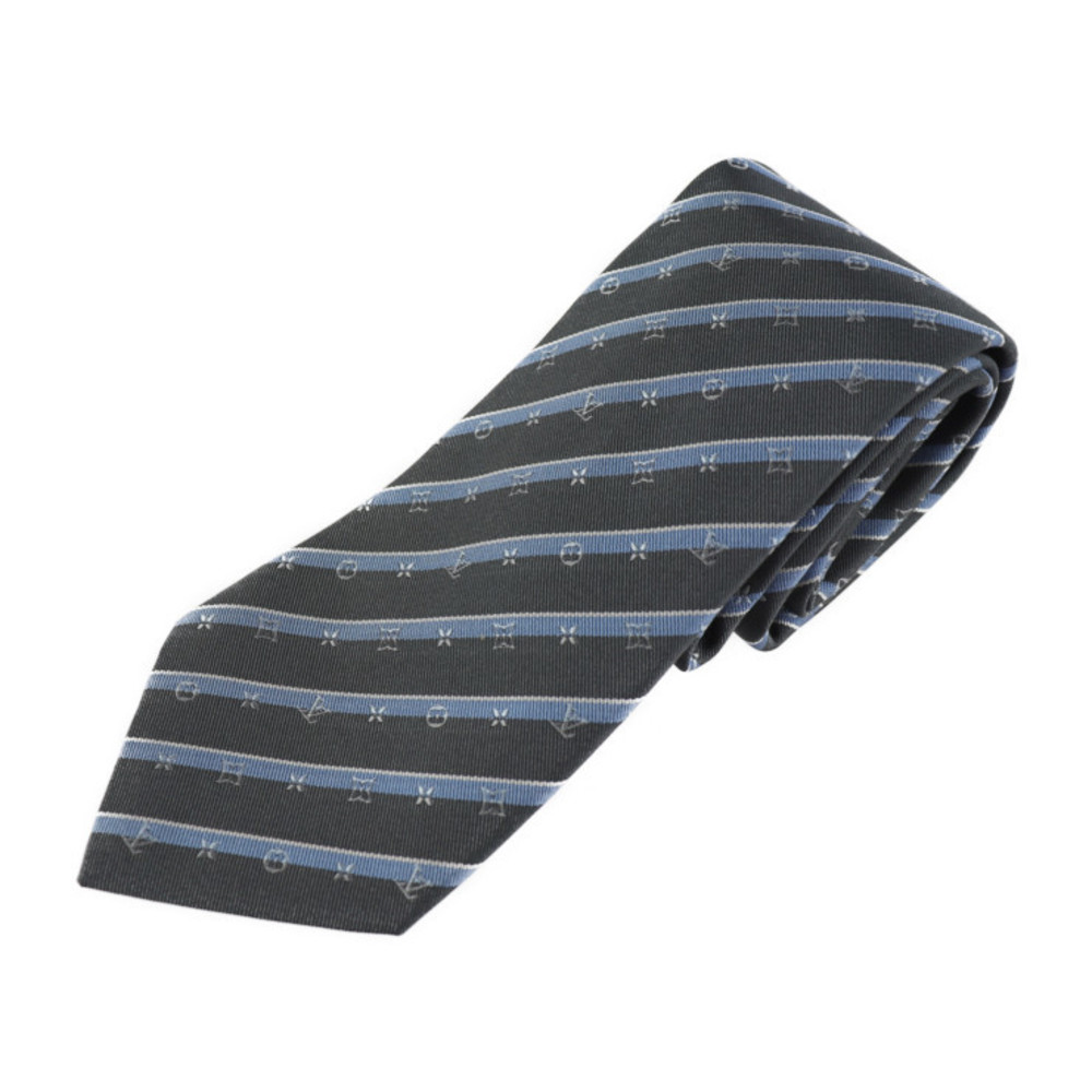 LOUIS VUITTON Louis Vuitton Cravat Monogram Ribbon Tie M71726 Silk Gray  Series Blue Stripe Overall Pattern Logo