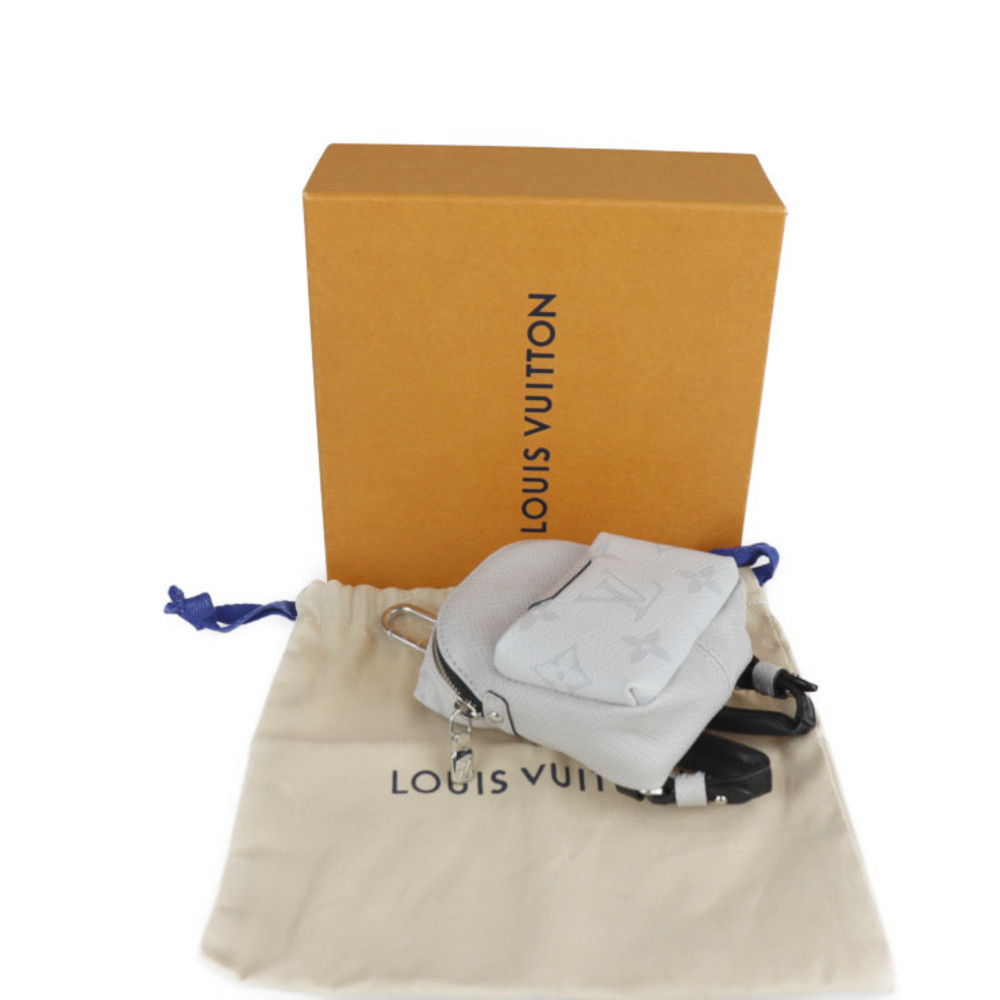 Louis Vuitton Silver x Black Taiga Keychain Bag Charm Pendant 45lz421s