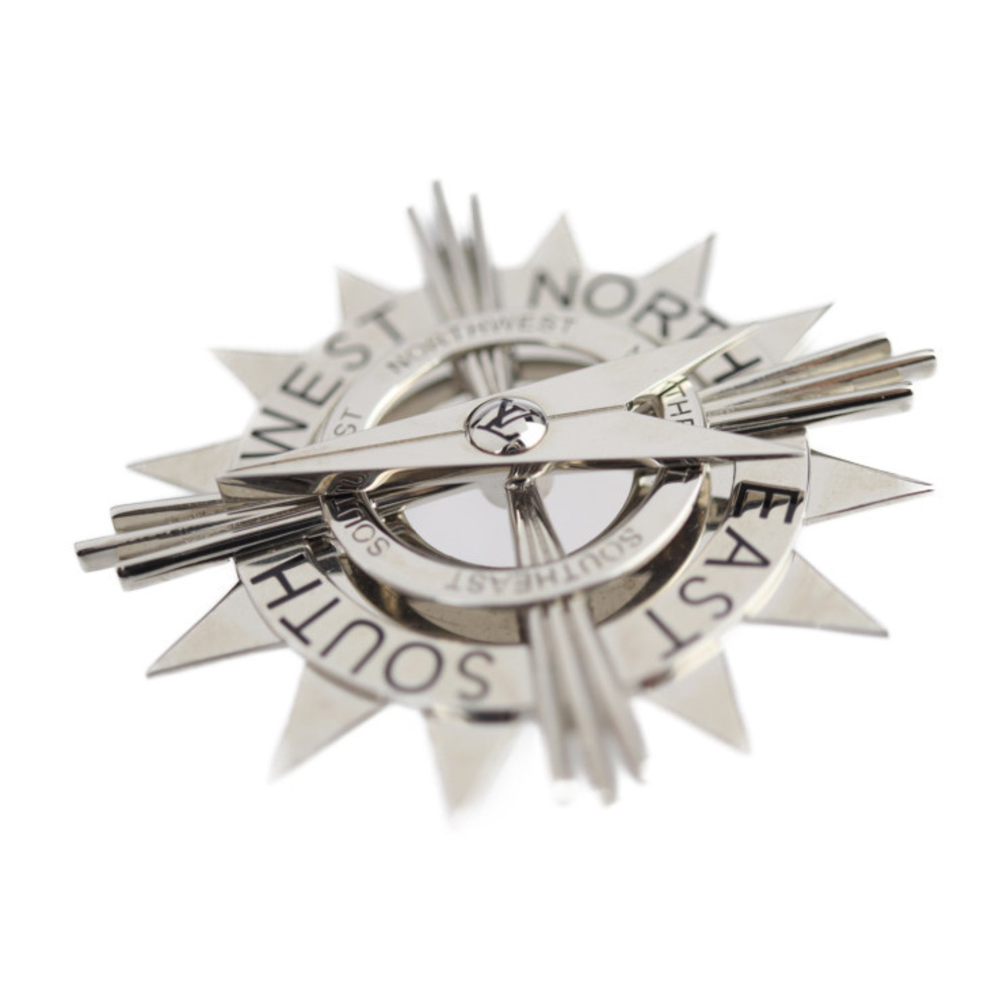 LOUIS VUITTON Louis Vuitton Brooch MP1189 Metal Silver Compass