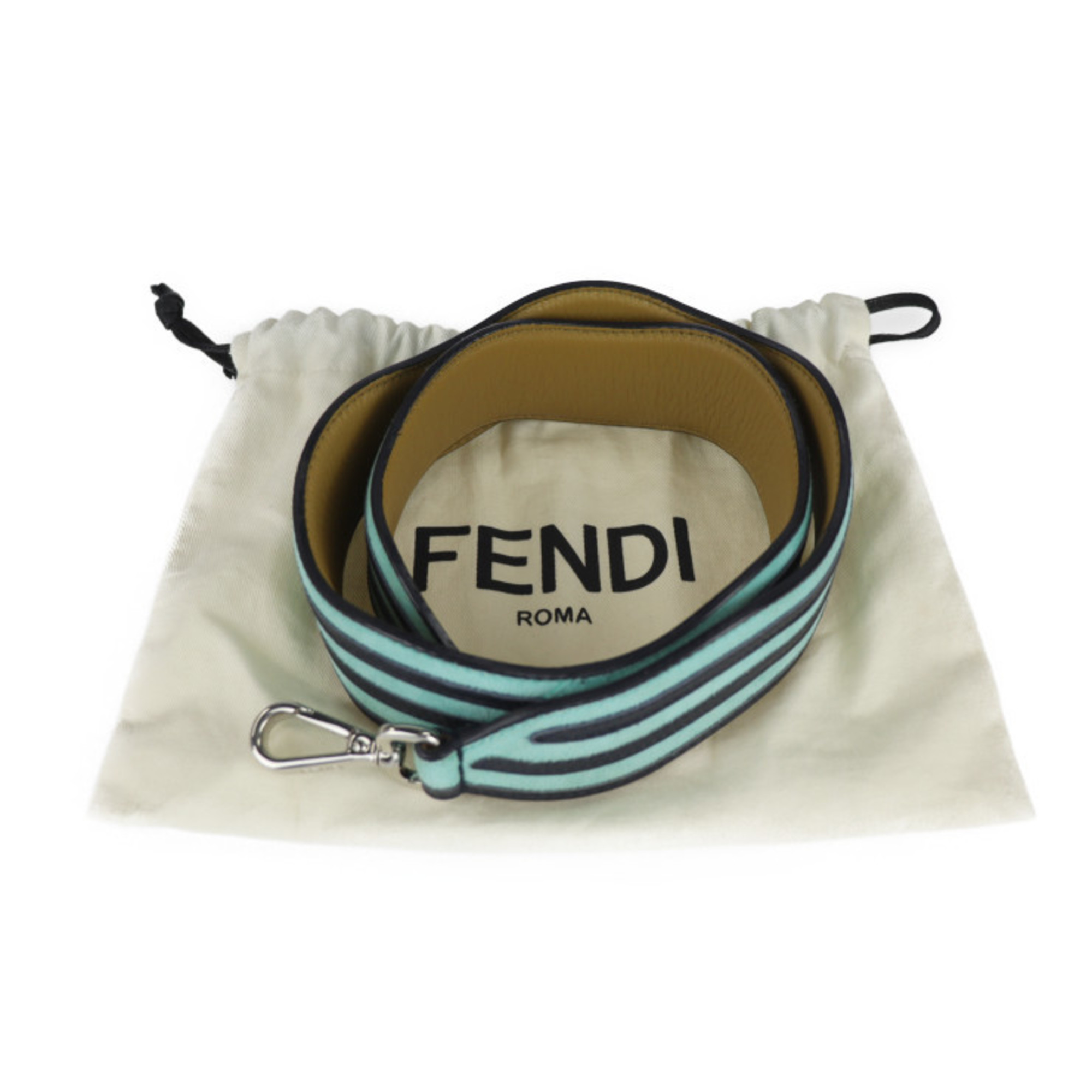 FENDI Fendi Strap You Shoulder Suede Leather Light Green Dark Navy Silver Hardware Wave Replacement