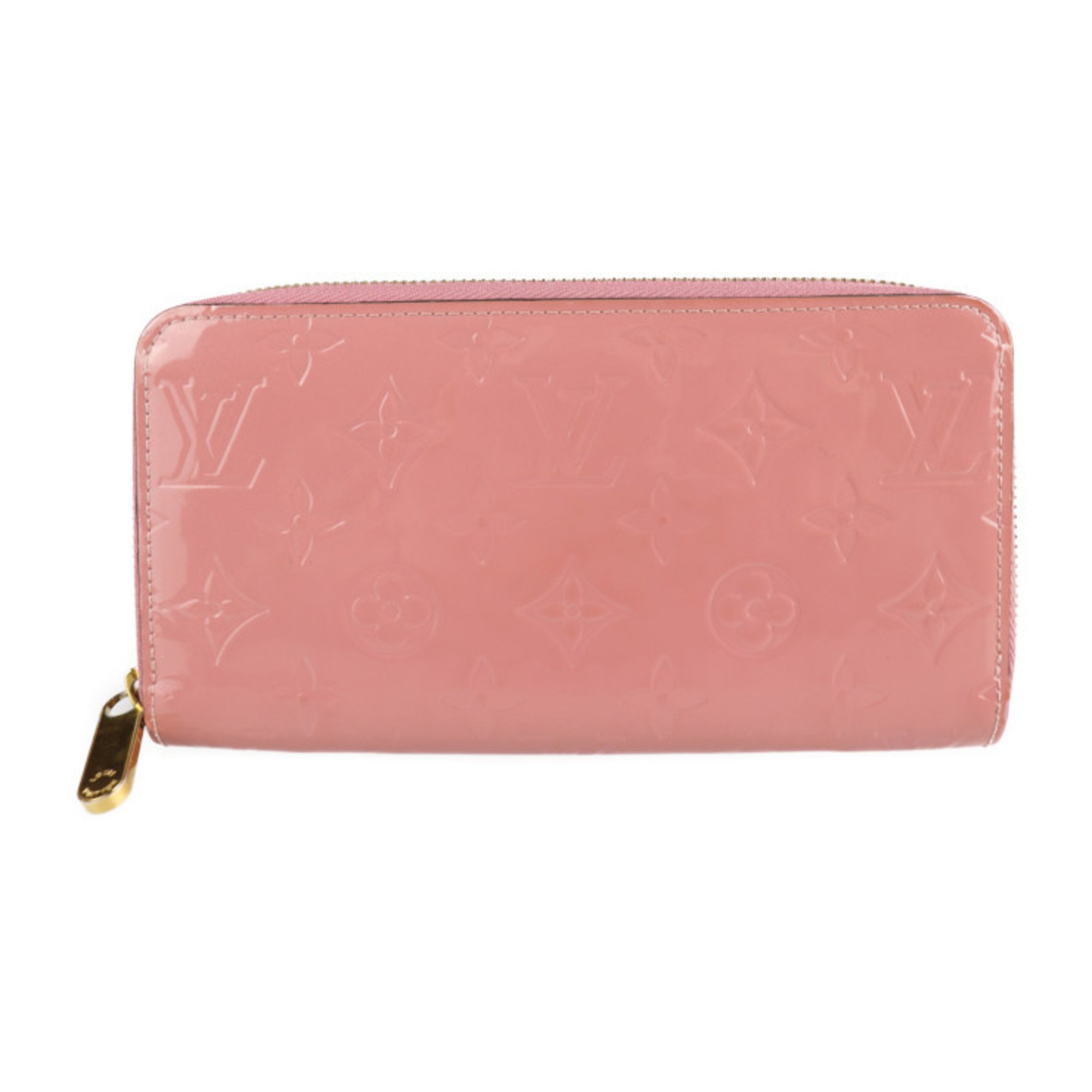 LOUIS VUITTON Louis Vuitton Zippy Wallet Long M90474 Monogram Verni Rose Blush Round Zipper Zip Around