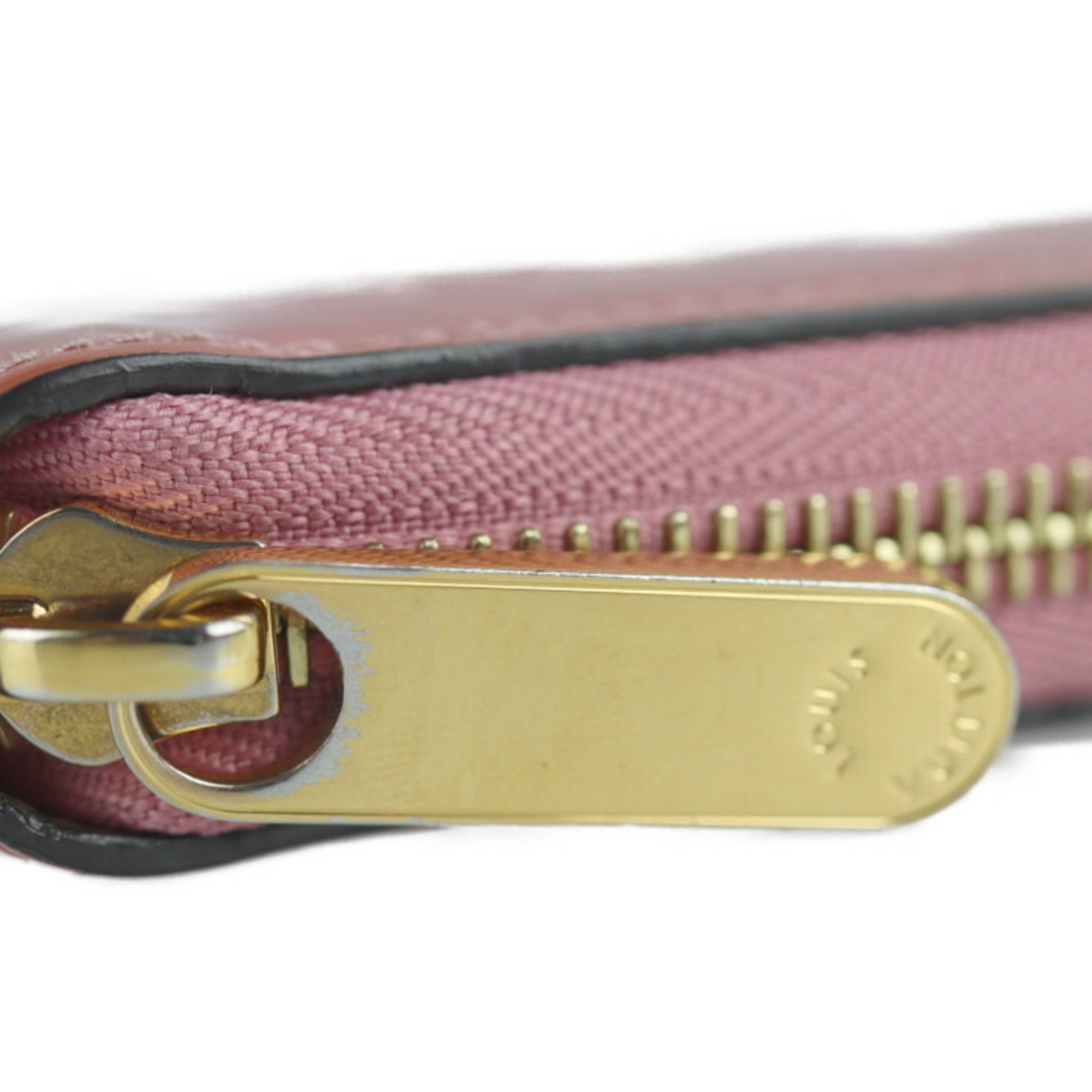 LOUIS VUITTON Louis Vuitton Zippy Wallet Long M90474 Monogram Verni Rose Blush Round Zipper Zip Around