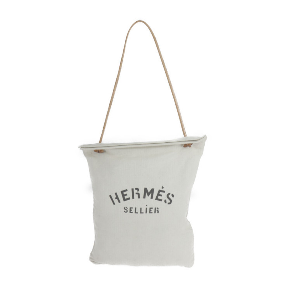 HERMES logo Aline PM Pouch pouch Shoulder Bag Canvas Beige x orange