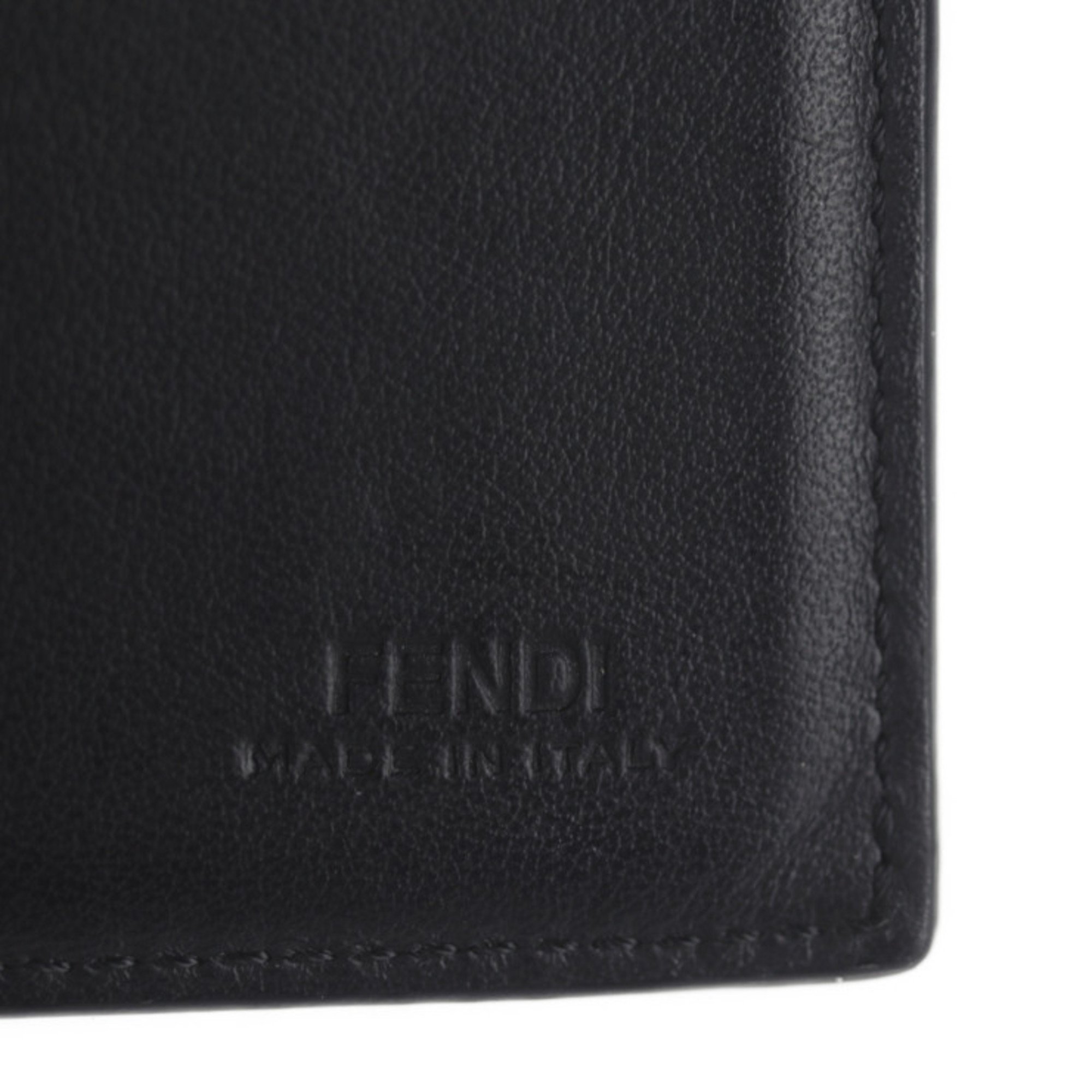 FENDI Fendi Bugs Monster Card Case 7M0265 Leather Black Yellow