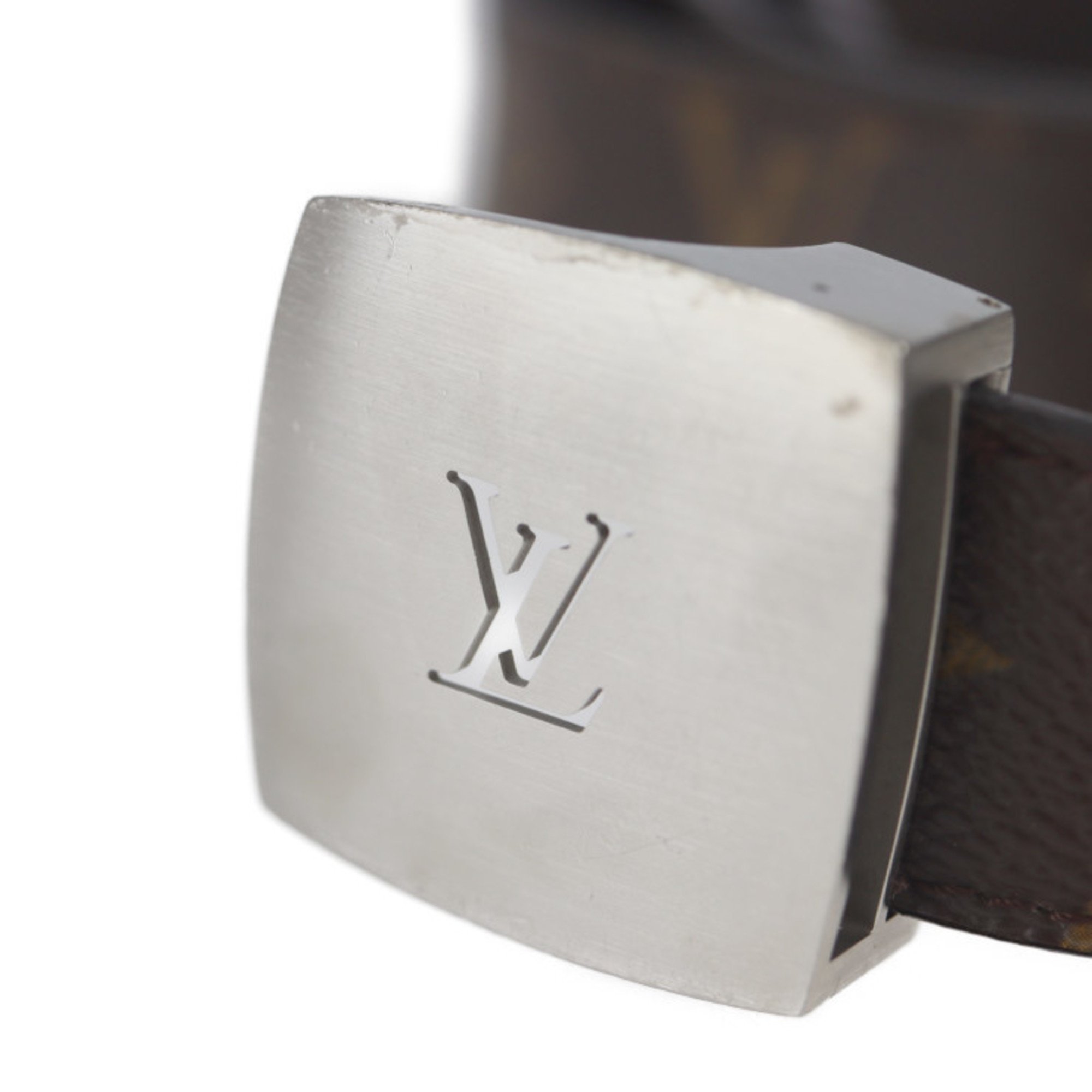 LOUIS VUITTON Louis Vuitton Sun Tulle LV Cut Belt M6888V Notation Size 85/34 Monogram Canvas Brown Silver Metal Fittings
