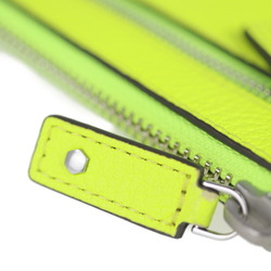 Anya Hindmarch Double Zip Pouch Smiley Calf Neon Yellow Clutch Bag Multi Case