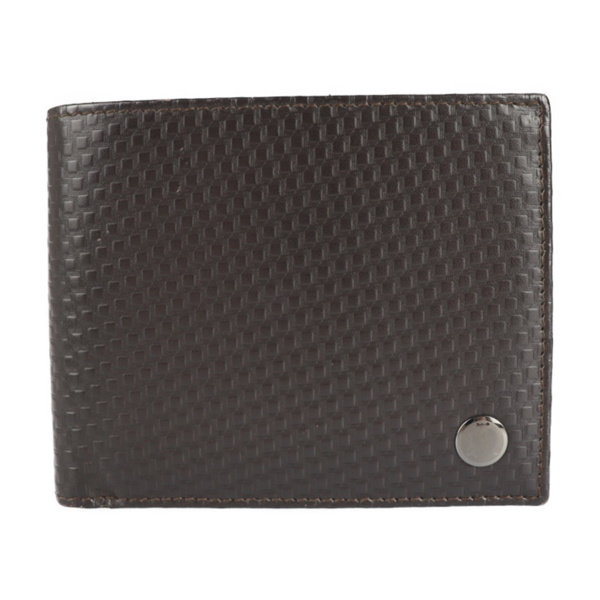 Dunhill MICRO D-EIGHT Micro D Eight Folio Wallet L2K330B Leather Dark Brown Compact Logo Emboss