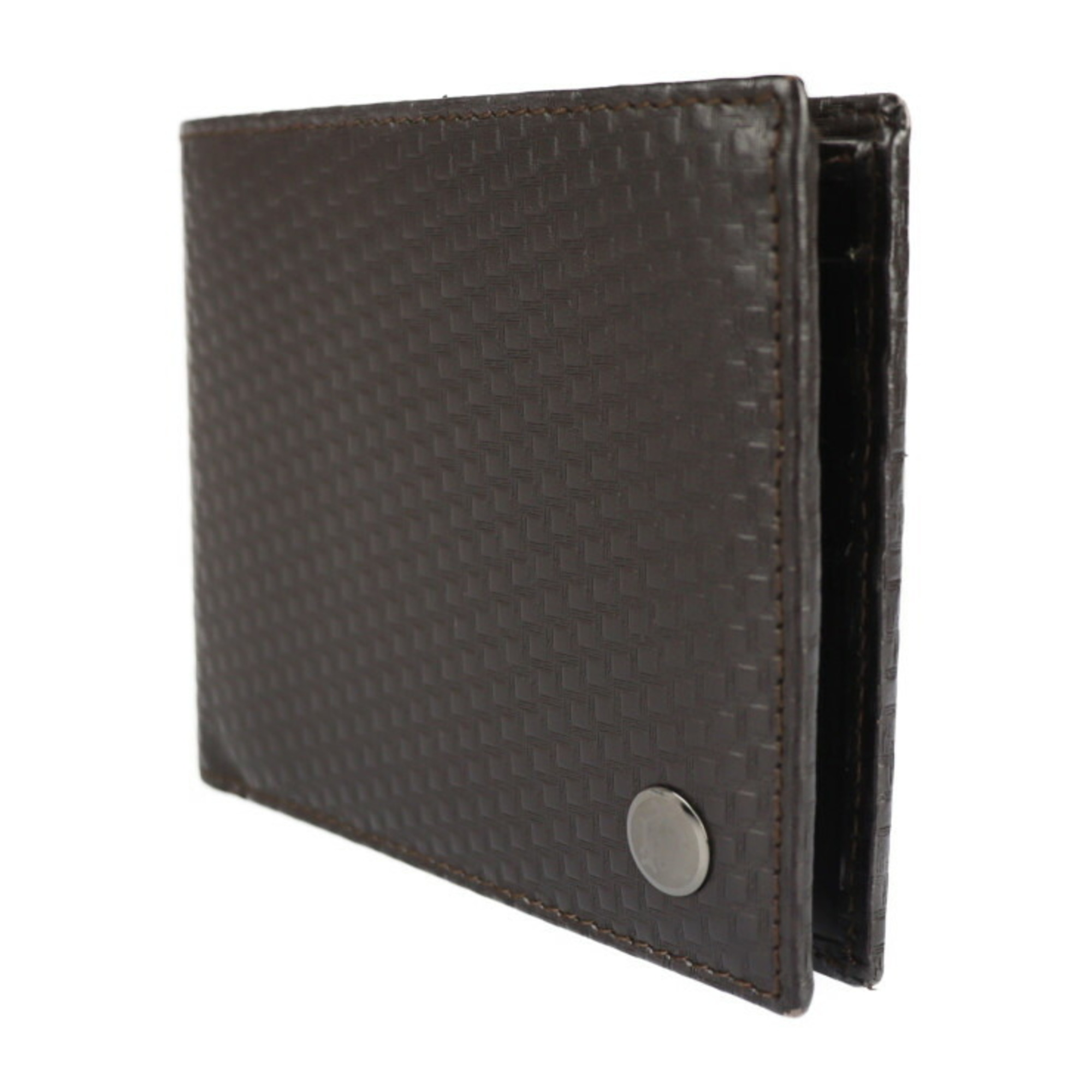 Dunhill MICRO D-EIGHT Micro D Eight Folio Wallet L2K330B Leather Dark Brown Compact Logo Emboss