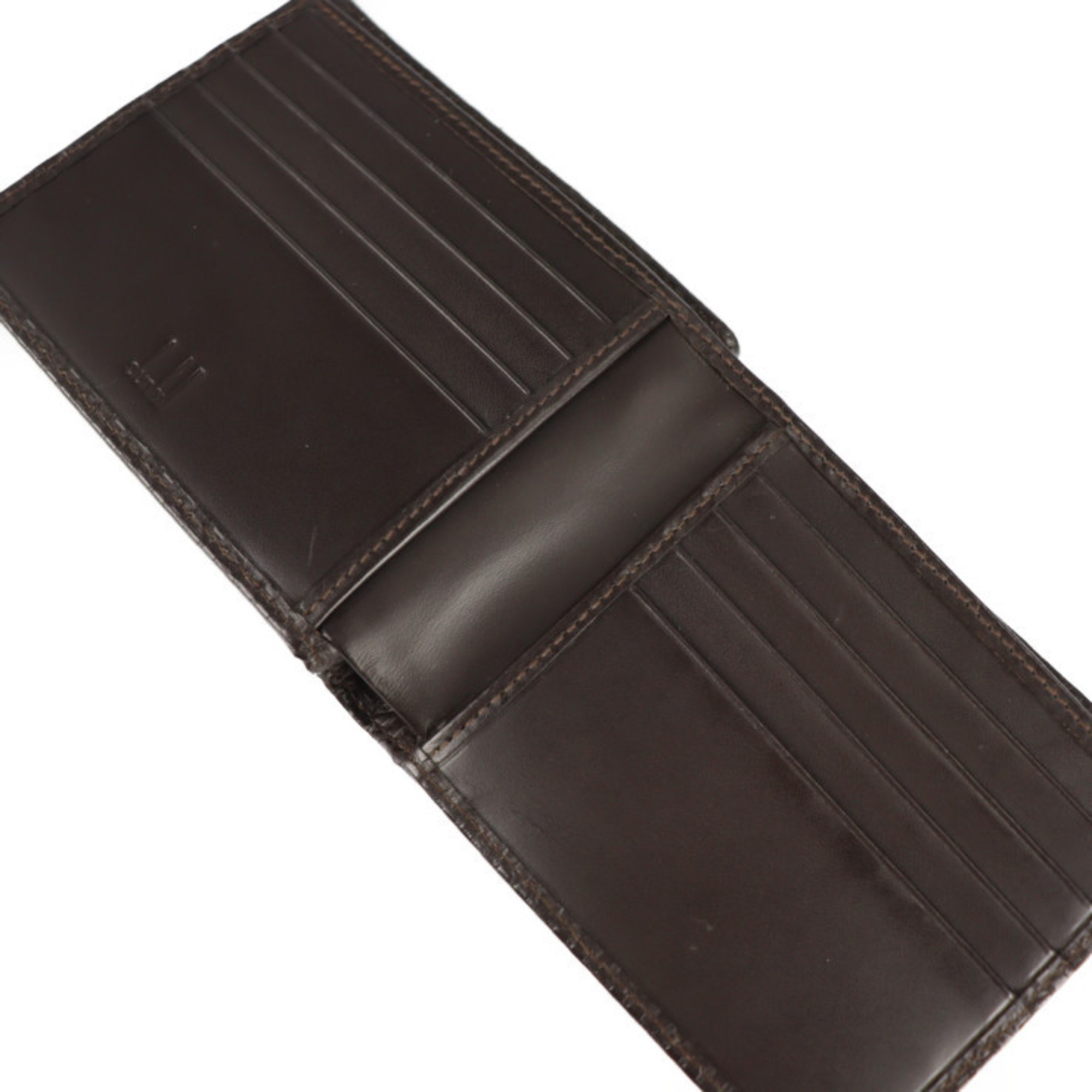 Dunhill MICRO D-EIGHT Micro D Eight Folio Wallet L2K330B Leather Dark Brown Compact Logo Emboss