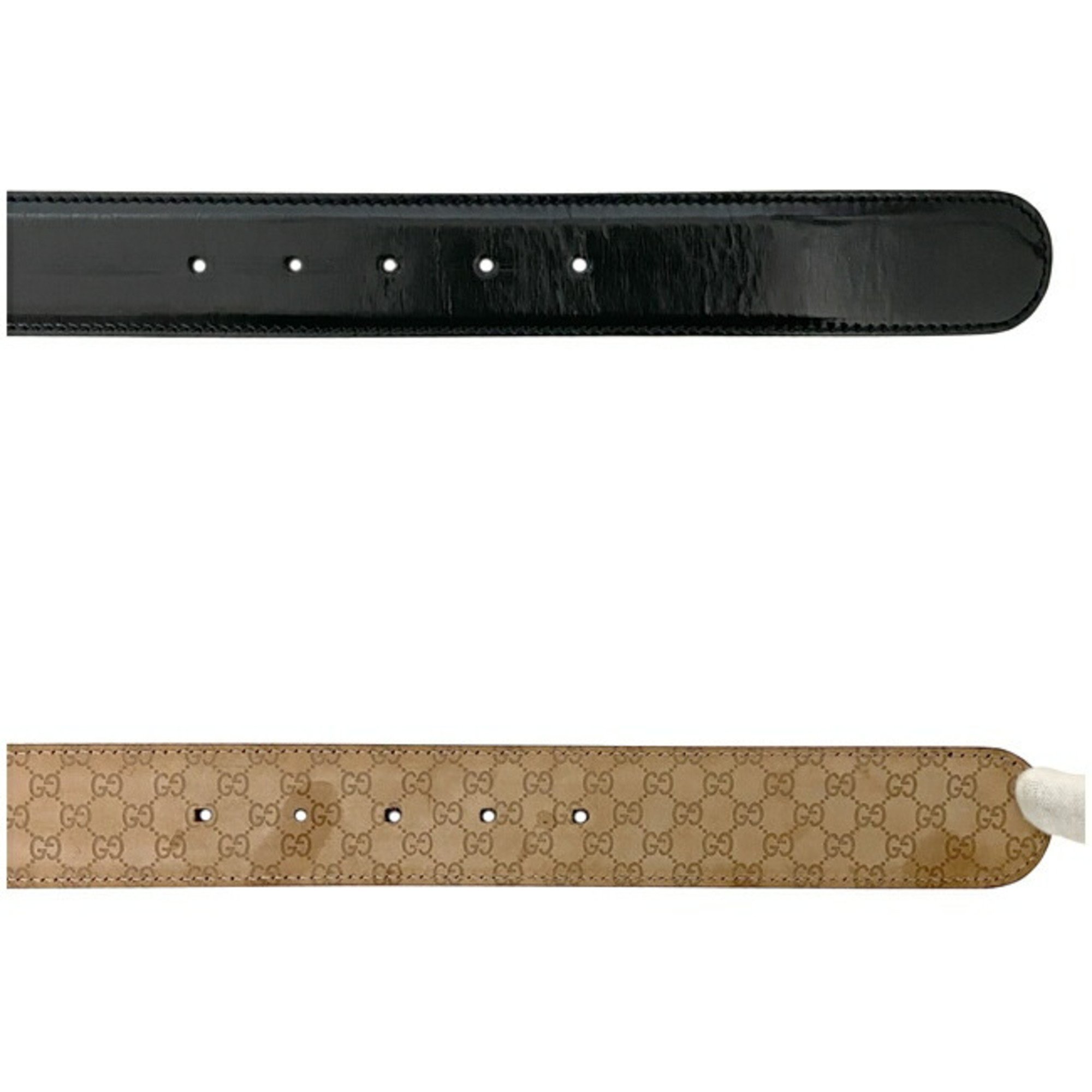 Gucci Belt Black Beige Gold Bamboo 189800 Patent Leather GUCCI 40mm 83cm Waist GG Women's Men's
