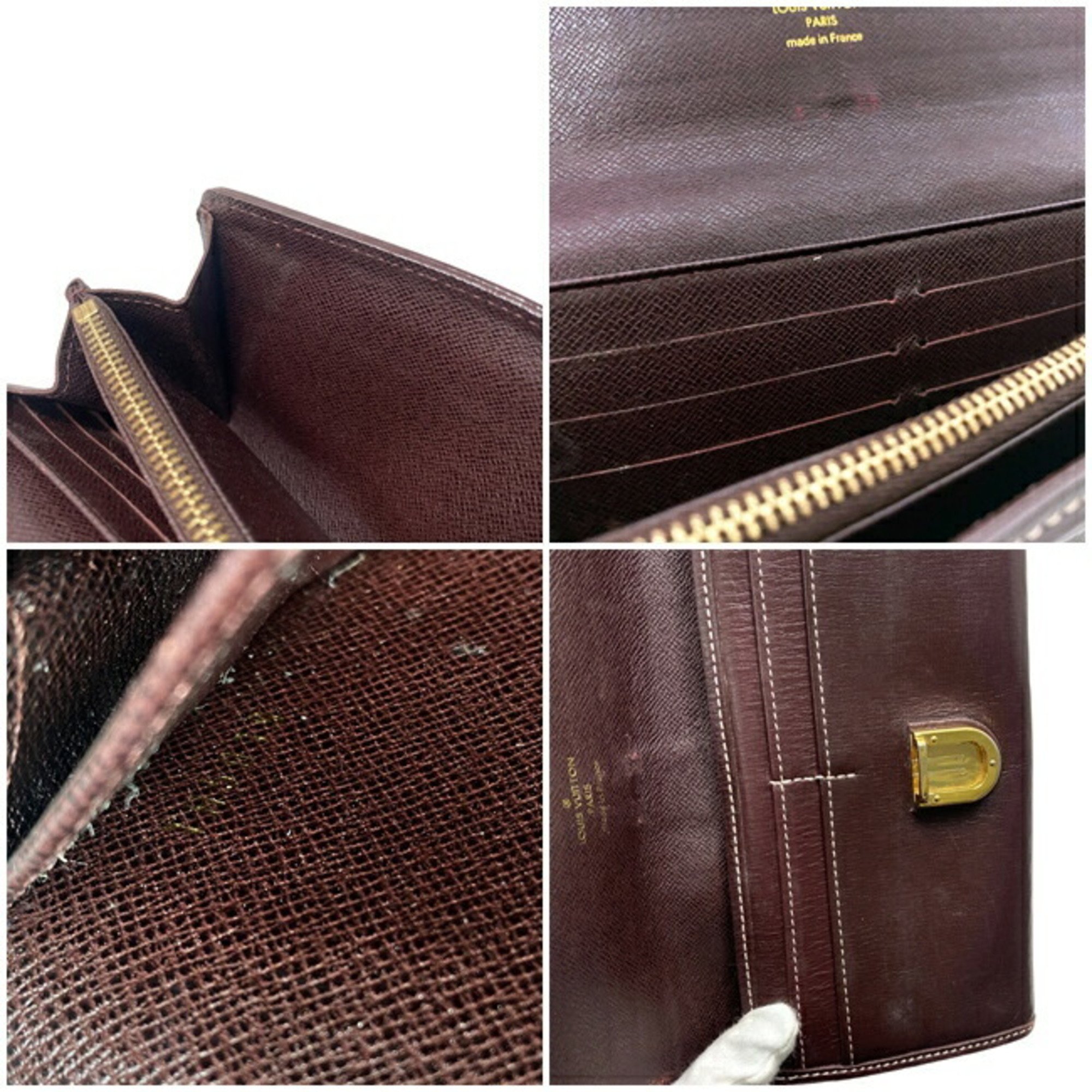 Louis Vuitton Long Wallet Portefeuille Sarah Wine Red Sepia Gold Cuir M93768 Leather GP TH5019 LOUIS VUITTON Bifold Flap