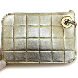 Chanel Clutch Bag Gold Chocolate Bar Leather Lambskin 7th CHANEL Handbag Chain Quilted Ring Women's Lattice