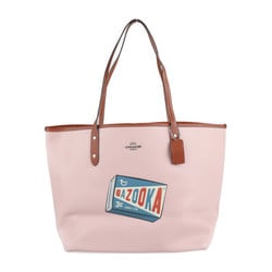 COACH Coach City Tote Bag F25948 Leather Pink Brown Shoulder Bazooka Bubblegum Print