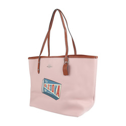 COACH Coach City Tote Bag F25948 Leather Pink Brown Shoulder Bazooka Bubblegum Print