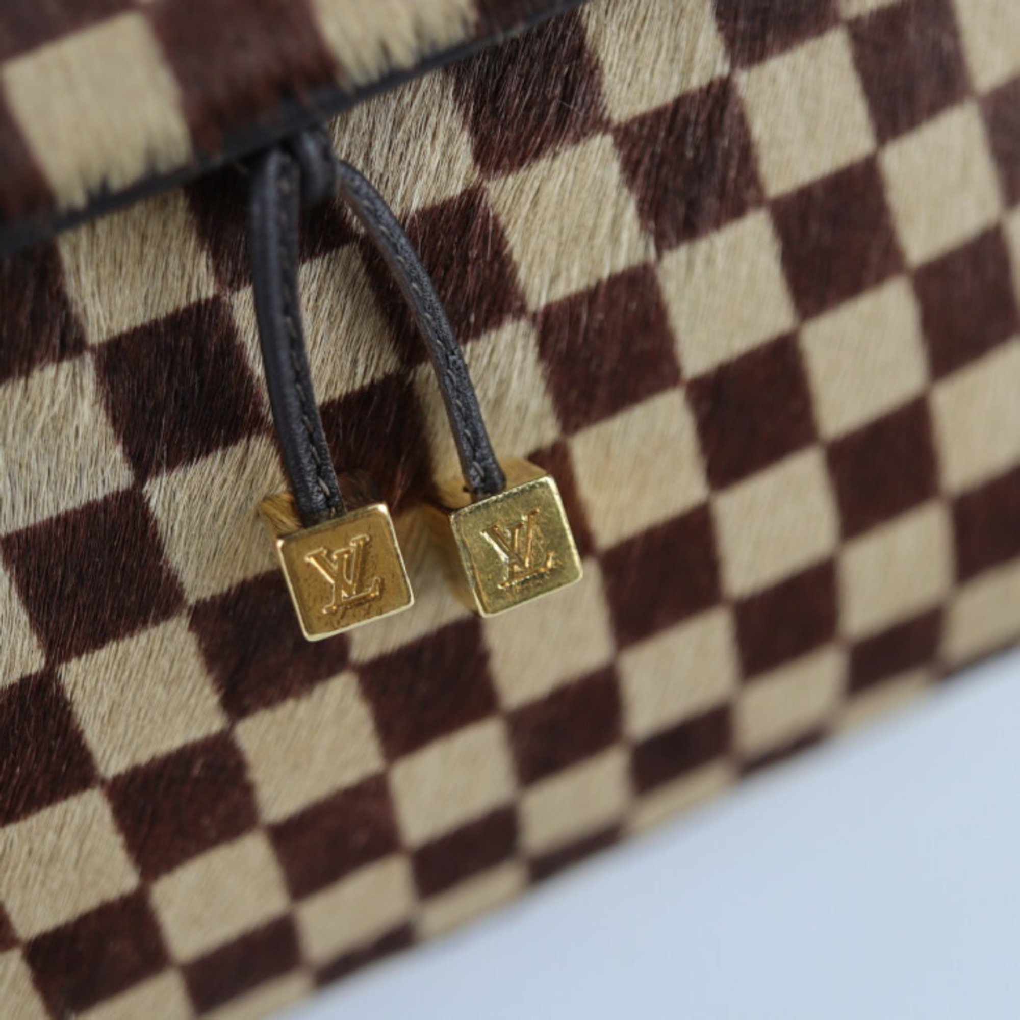 LOUIS VUITTON Louis Vuitton Gazelle Damier Sauvage Shoulder Bag M92130 Harako Leather Brown Beige Pochette Mini