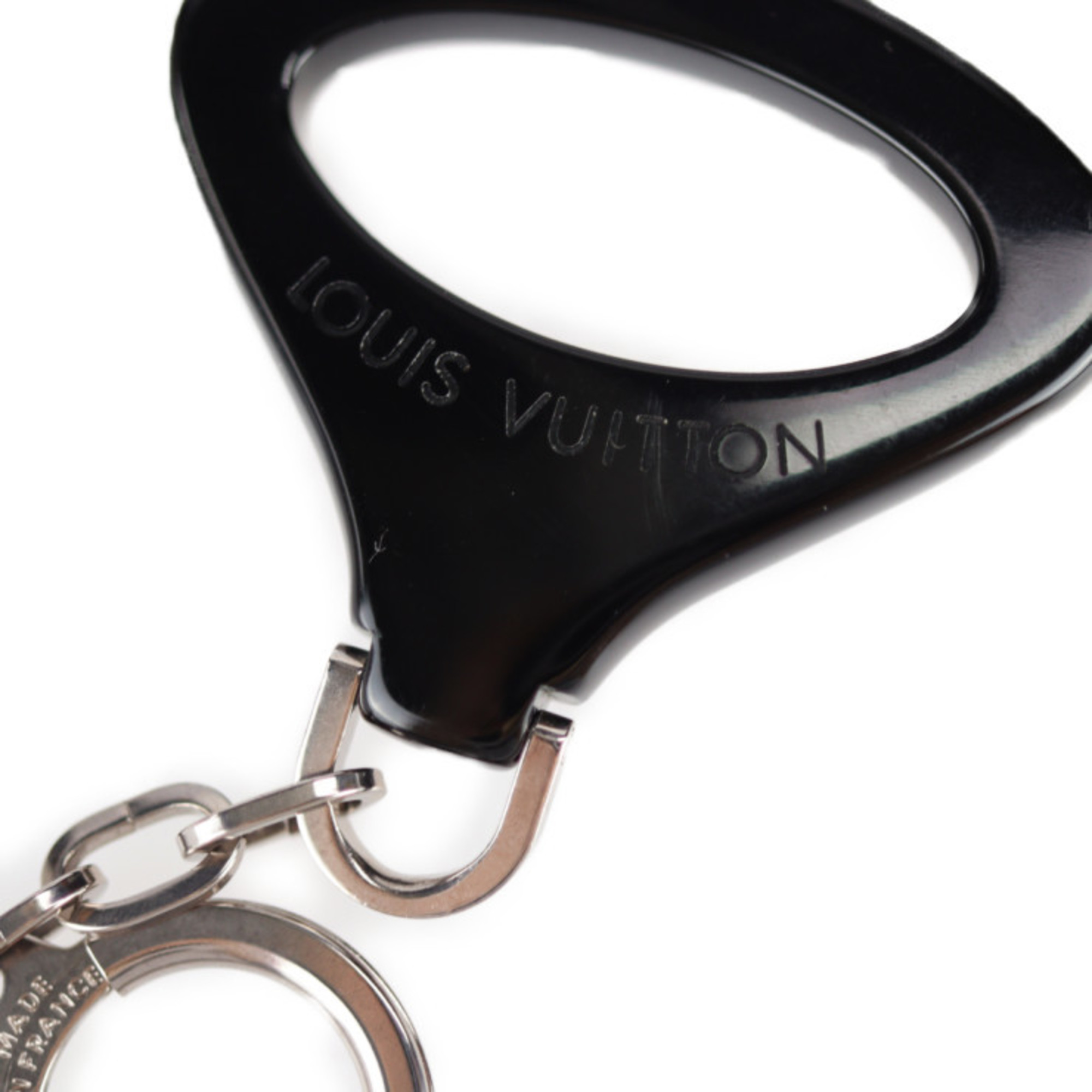 LOUIS VUITTON Louis Vuitton Portocre Epi Z Keychain M63832 Plastic Metal Black Silver Fittings Keyring Charm Noctanble Motif