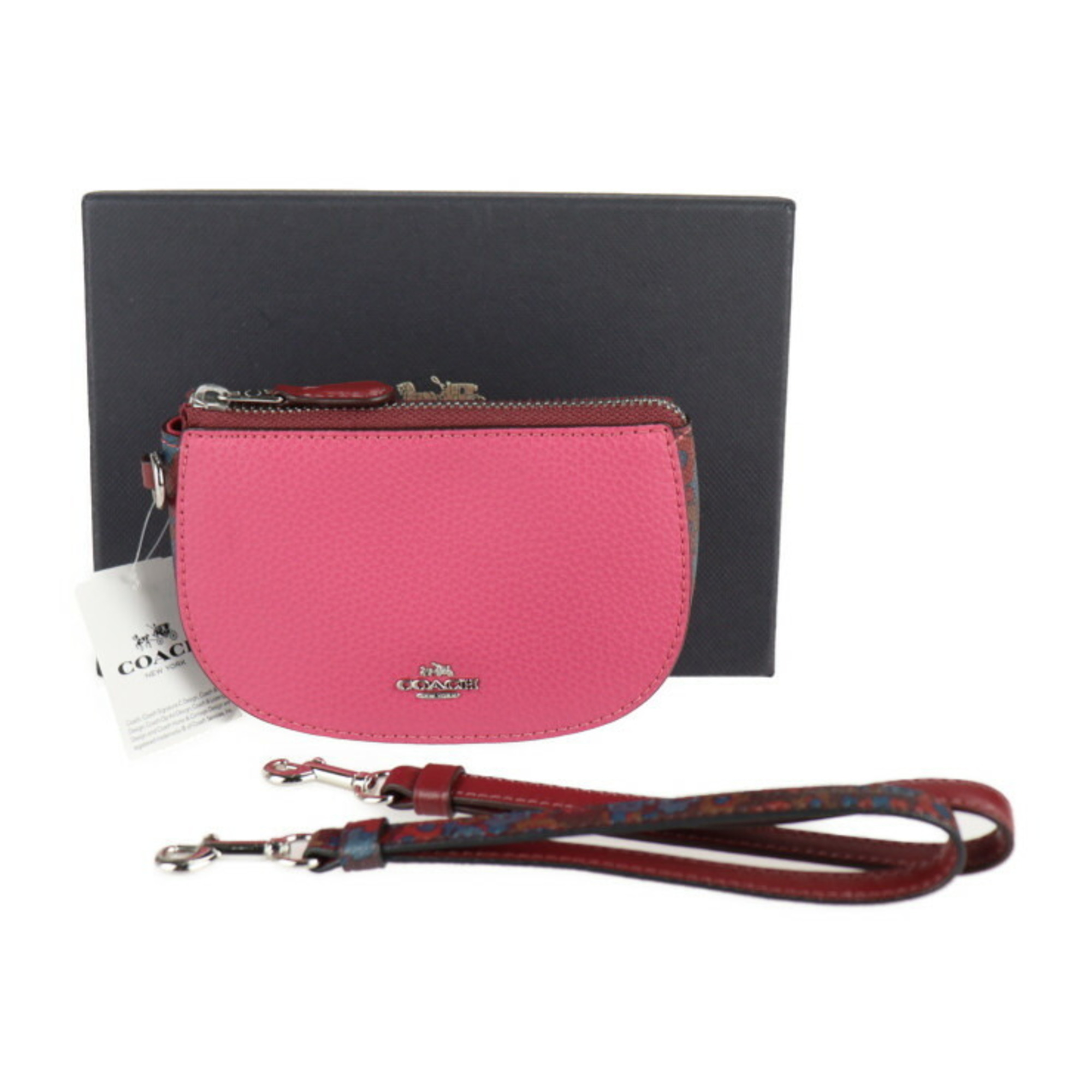 COACH Coach Pouch F22716 Leather Magenta Multicolor Wristlet Makeup