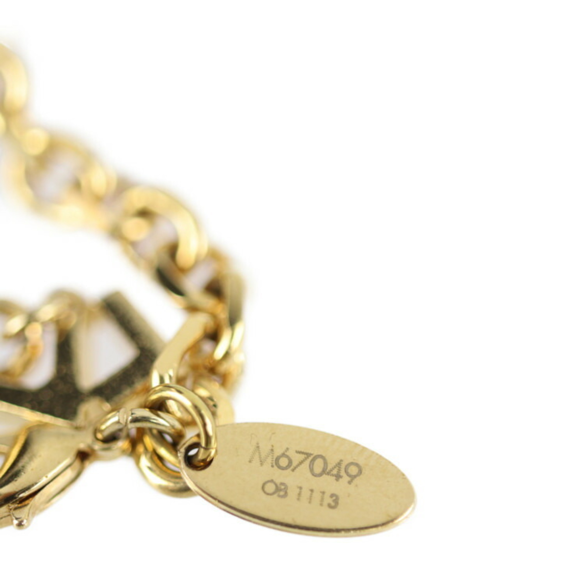 LOUIS VUITTON Louis Vuitton Spiky Bow Bracelet M67049 Metal Plastic Gold Brown Ribbon Motif Spike Chain
