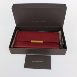 BOTTEGA VENETA Bottega Veneta tri-fold wallet 578751 calf leather Bordeaux gold hardware long continental