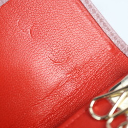 BVLGARI Bulgari key case 282865 grain calf leather dark pink red series gold hardware logo clip 6 rows