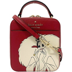 Kate spade 2way bag red white gold Disney K8097 leather kate collaboration Cruella 101 doggy character print shoulder handbag