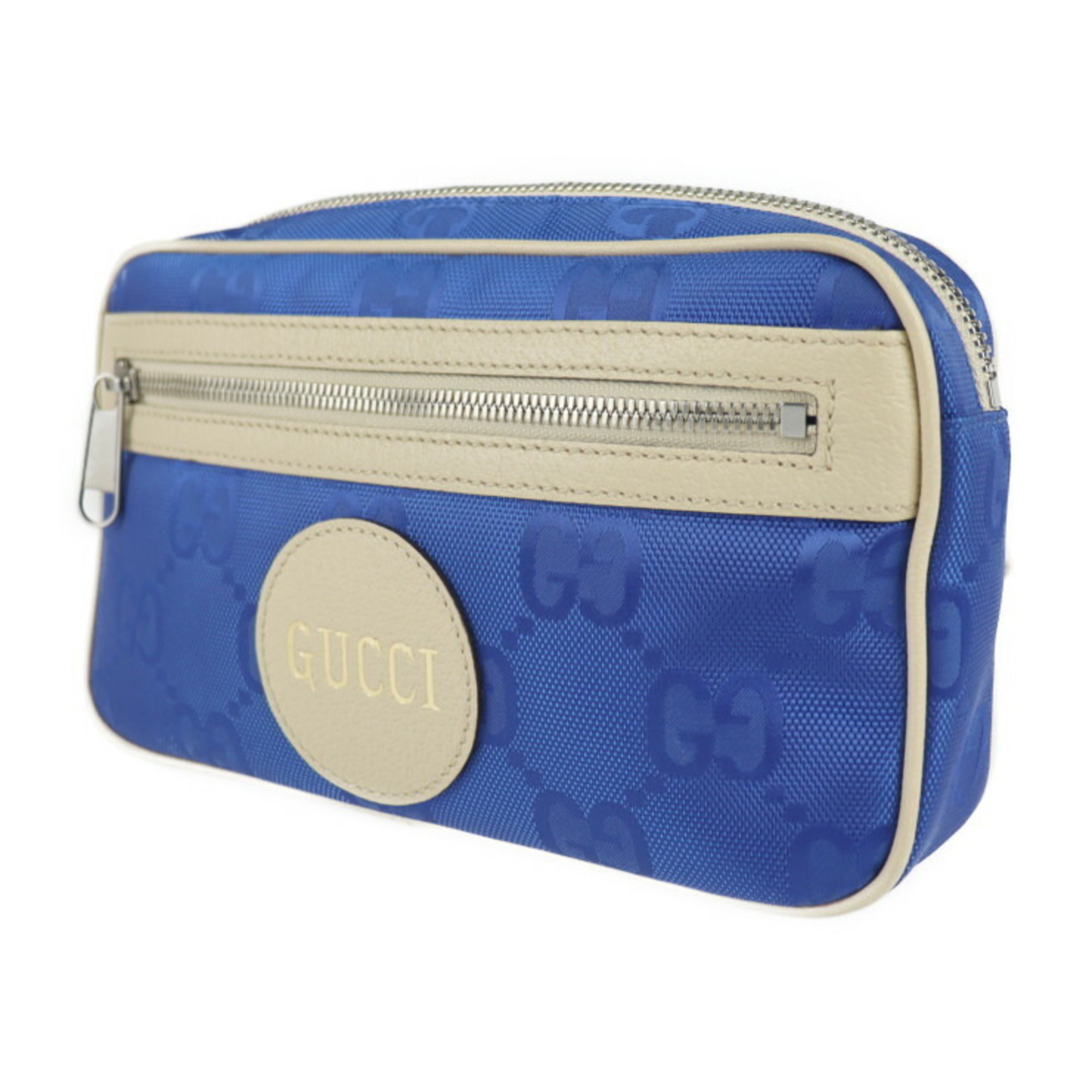 GUCCI Gucci Off The Grid Belt Bag Body 631341 Nylon Leather Blue Beige Pouch Waist One Shoulder Japan Limited