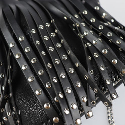 Stella McCartney Falabella Shoulder Bag 410875 Faux Leather Black Silver Hardware Cross Body Small Bucket Chain Studs Fringe Drawstring