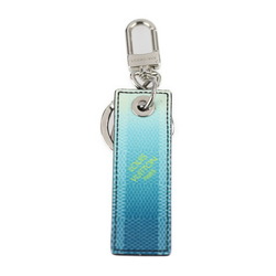 LOUIS VUITTON Louis Vuitton Portocre Damier Stripes Key Holder M00735 PVC Metal Blue Veil Silver Hardware Ring Bag Charm