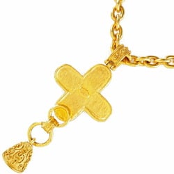 Chanel Cocomark Cross Bell Vintage Gold Plated 94A Women's Necklace