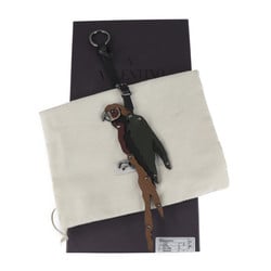 Valentino Garavani Keychain MY0P0684PZJ Leather Metal Black Khaki Brown Gun Metallic Bordeaux Parrot Bird Animal Bag Charm Keyring