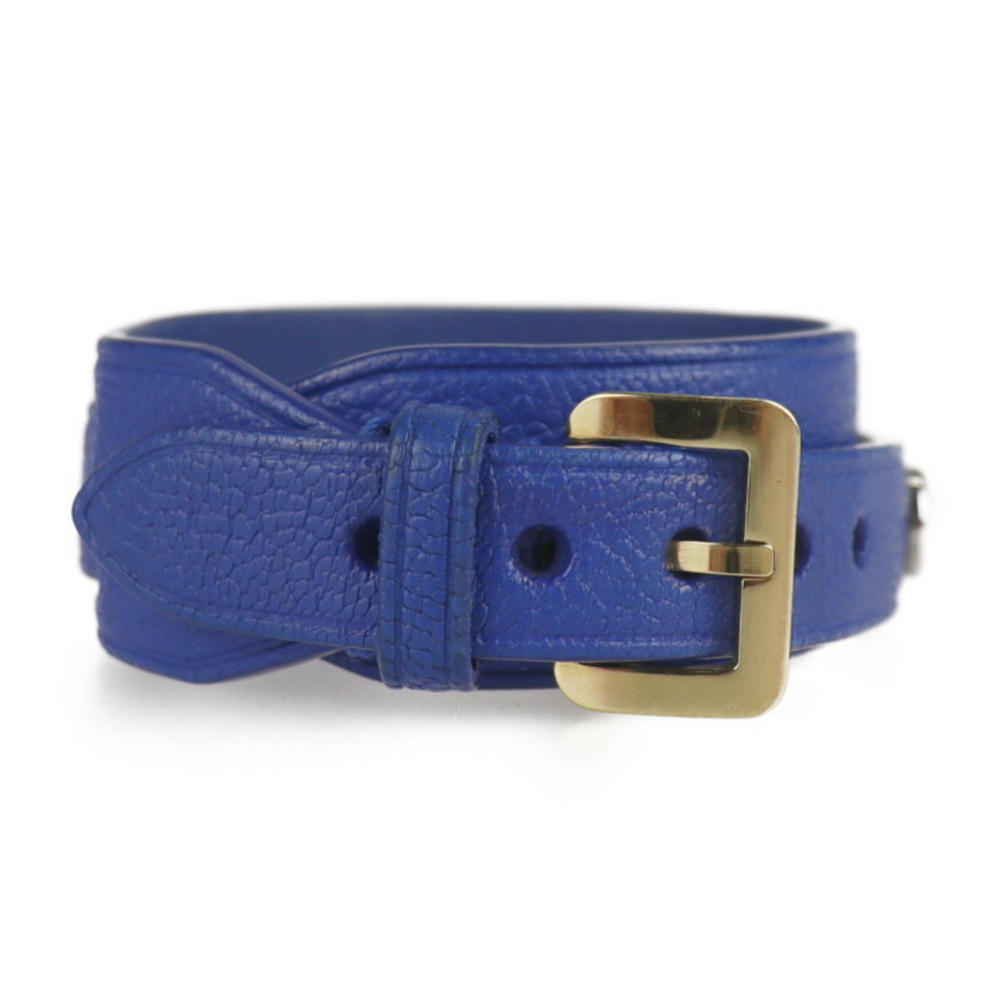 LOUIS VUITTON Louis Vuitton Brasserie Spike It Bracelet M6693 Notation Size 17 Leather Blue Gold Silver