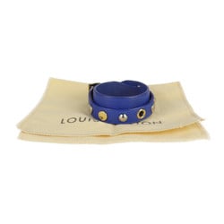 LOUIS VUITTON Louis Vuitton Brasserie Spike It Bracelet M6693 Notation Size 17 Leather Blue Gold Silver