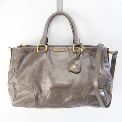 Miu Miu VITELLO SHINE RN1091 Women's Leather Handbag,Shoulder Bag Gray