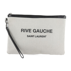 SAINT LAURENT Saint Laurent Rive Gauche POCHETTE RIVE GAUCHE clutch bag 581369 9j58d 9273 canvas leather beige black document case logo ZIP