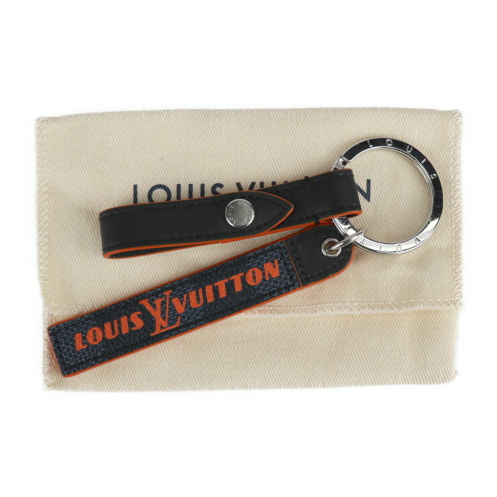 LOUIS VUITTON Louis Vuitton Porto Cle belt tab key holder M67776 Damier  cobalt leather navy black orange silver metal fittings ring bag charm  vuitton