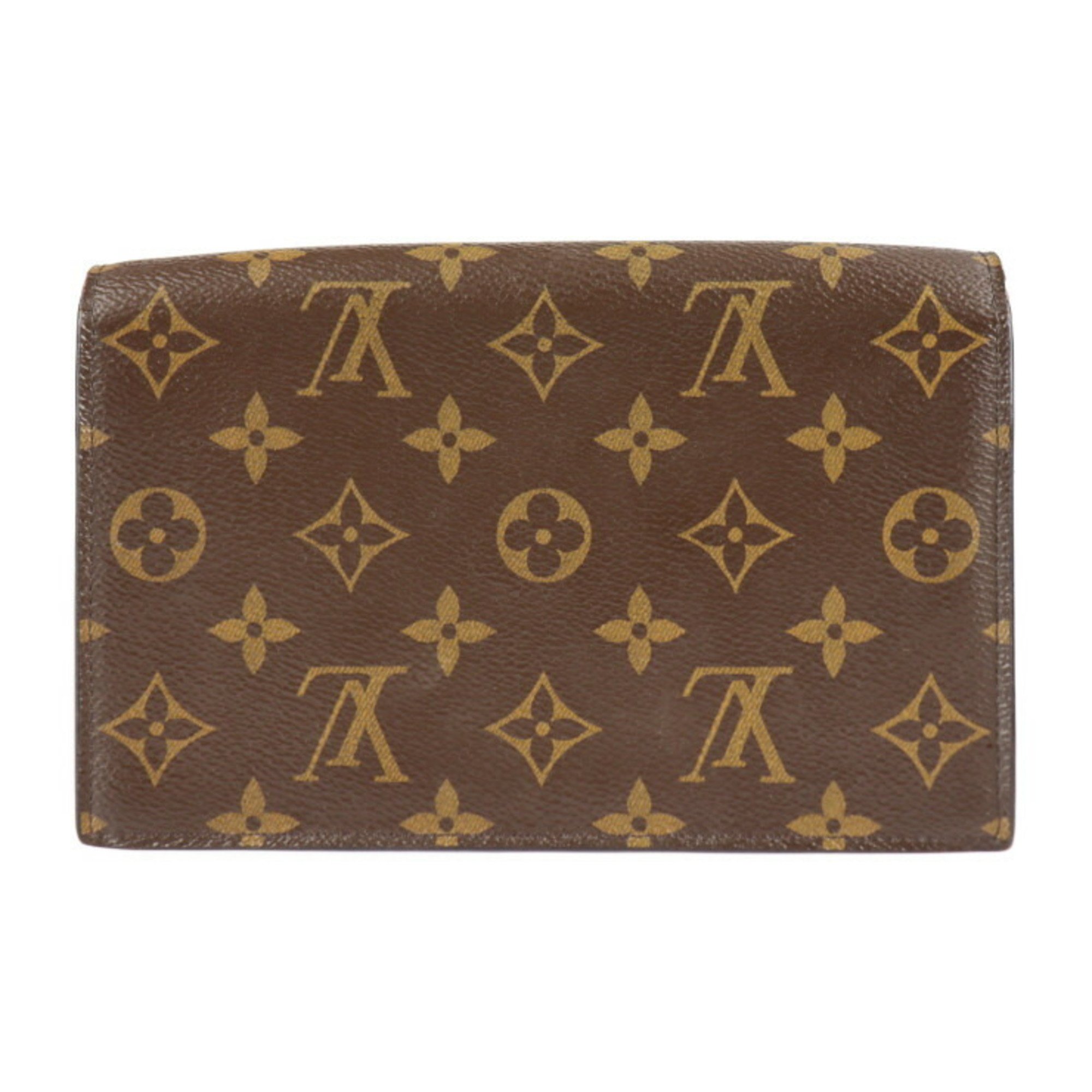 LOUIS VUITTON Louis Vuitton Portefeuille Flor Chain Clutch Bag M69578 Monogram Canvas Leather Brown Fuchsia Wallet 2WAY Shoulder Second Handbag