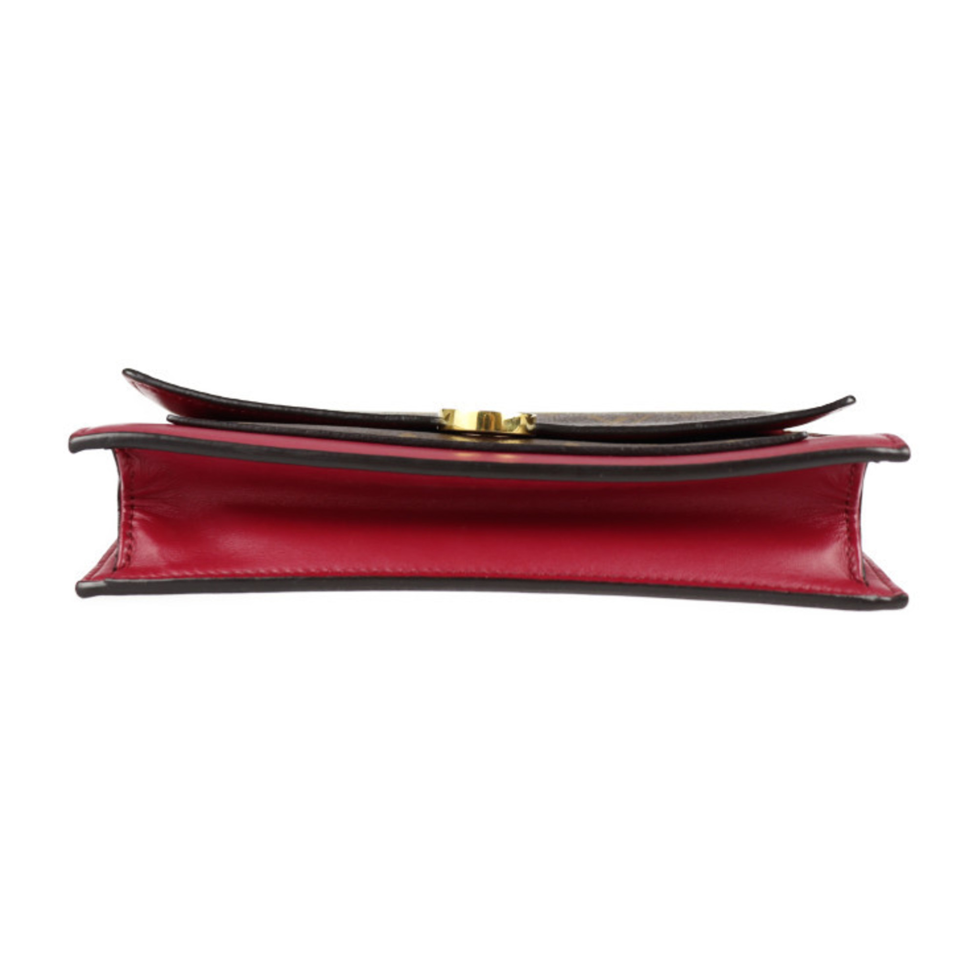 LOUIS VUITTON Louis Vuitton Portefeuille Flor Chain Clutch Bag M69578 Monogram Canvas Leather Brown Fuchsia Wallet 2WAY Shoulder Second Handbag