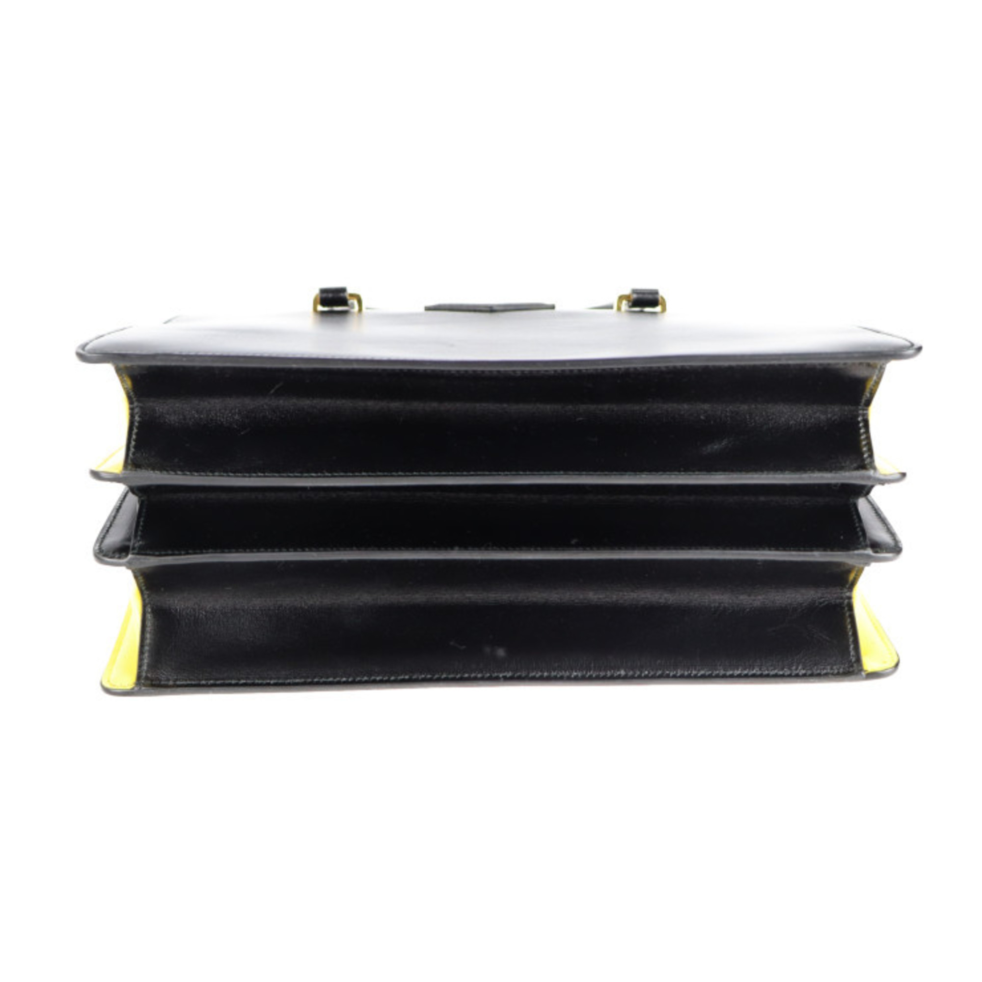 PRADA Prada turn lock handbag B2725C box calf black yellow