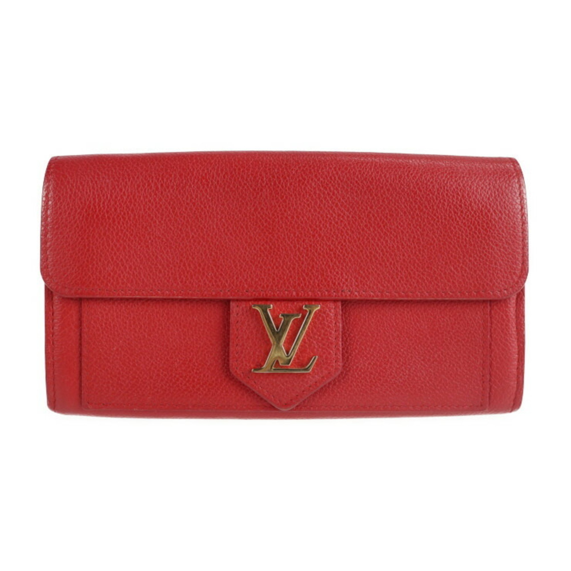 LOUIS VUITTON Louis Vuitton Portefeuille Lock Me Long Wallet M61277 Leather Ruby