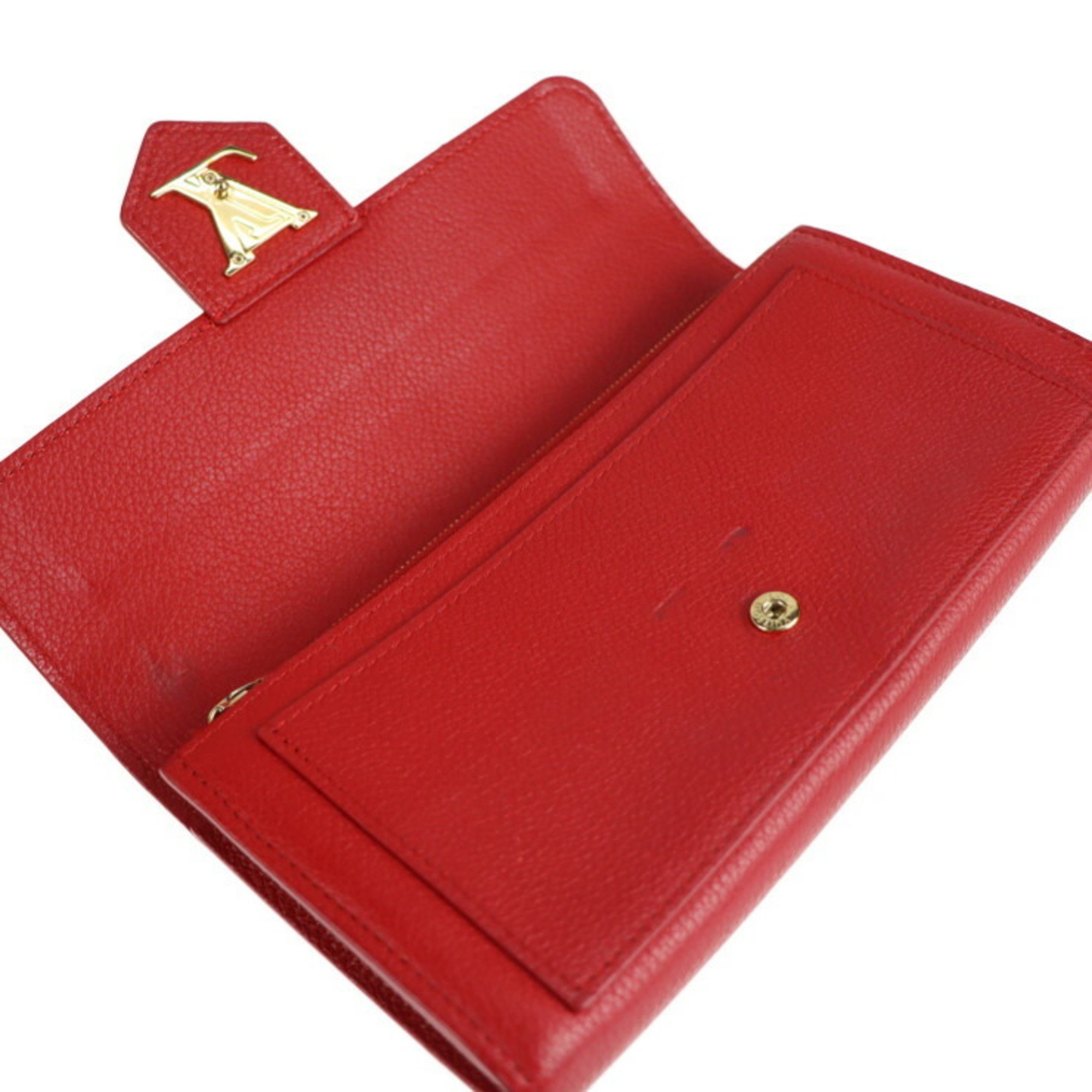 LOUIS VUITTON Louis Vuitton Portefeuille Lock Me Long Wallet M61277 Leather Ruby