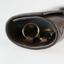 BOTTEGA VENETA Bottega Veneta intrecciato key case 120740 leather dark brown gold hardware 5 row ring