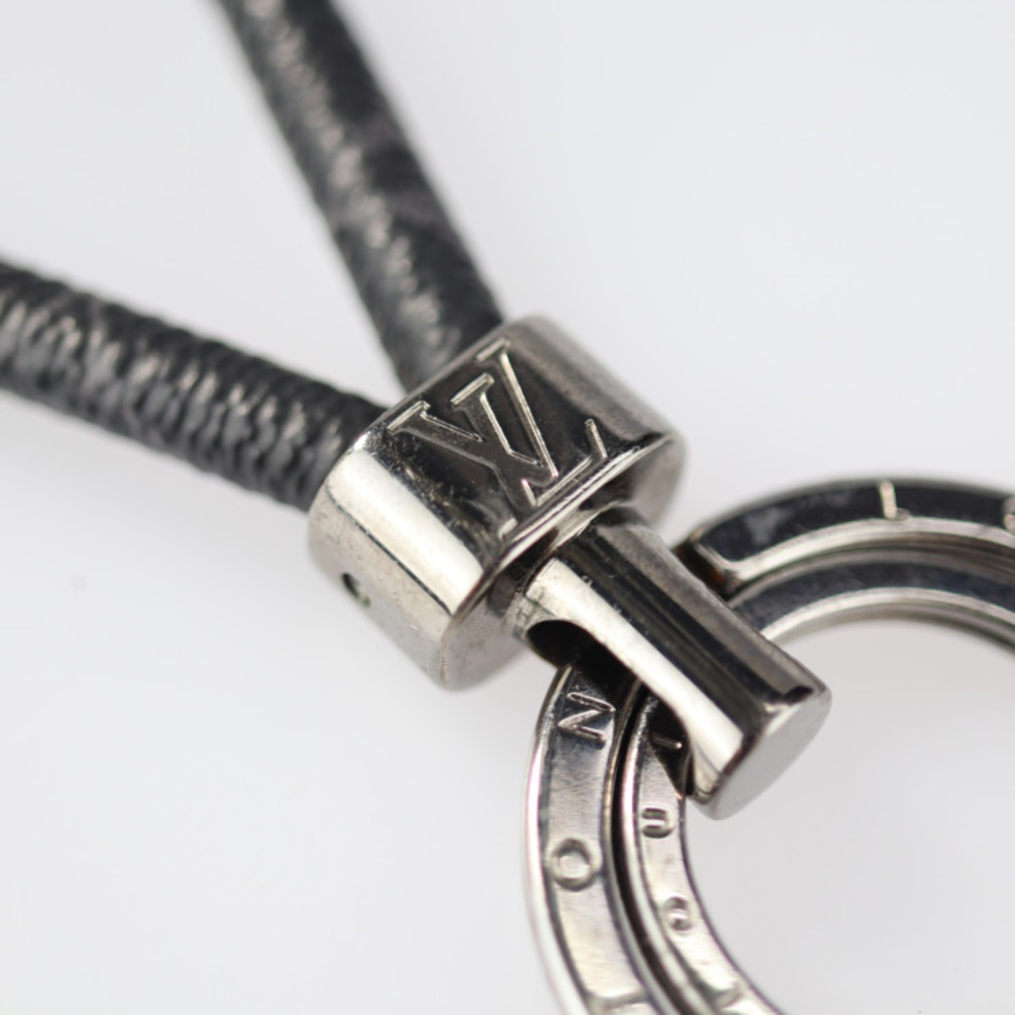 LOUIS VUITTON Louis Vuitton Portocre LV Harlow Keychain M68853 Monogram Eclipse Metal Black Silver Key Ring