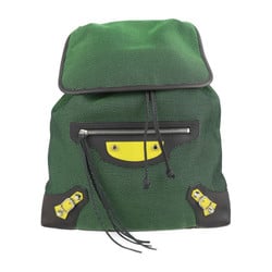 BALENCIAGA Balenciaga Traveler S Backpack Daypack 382830 Nylon Canvas Leather Green Black Rucksack