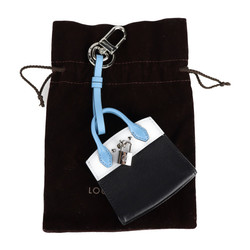 LOUIS VUITTON Louis Vuitton City Steamer Keychain MP1786 Leather Black Light Blue Bag Charm Key Ring
