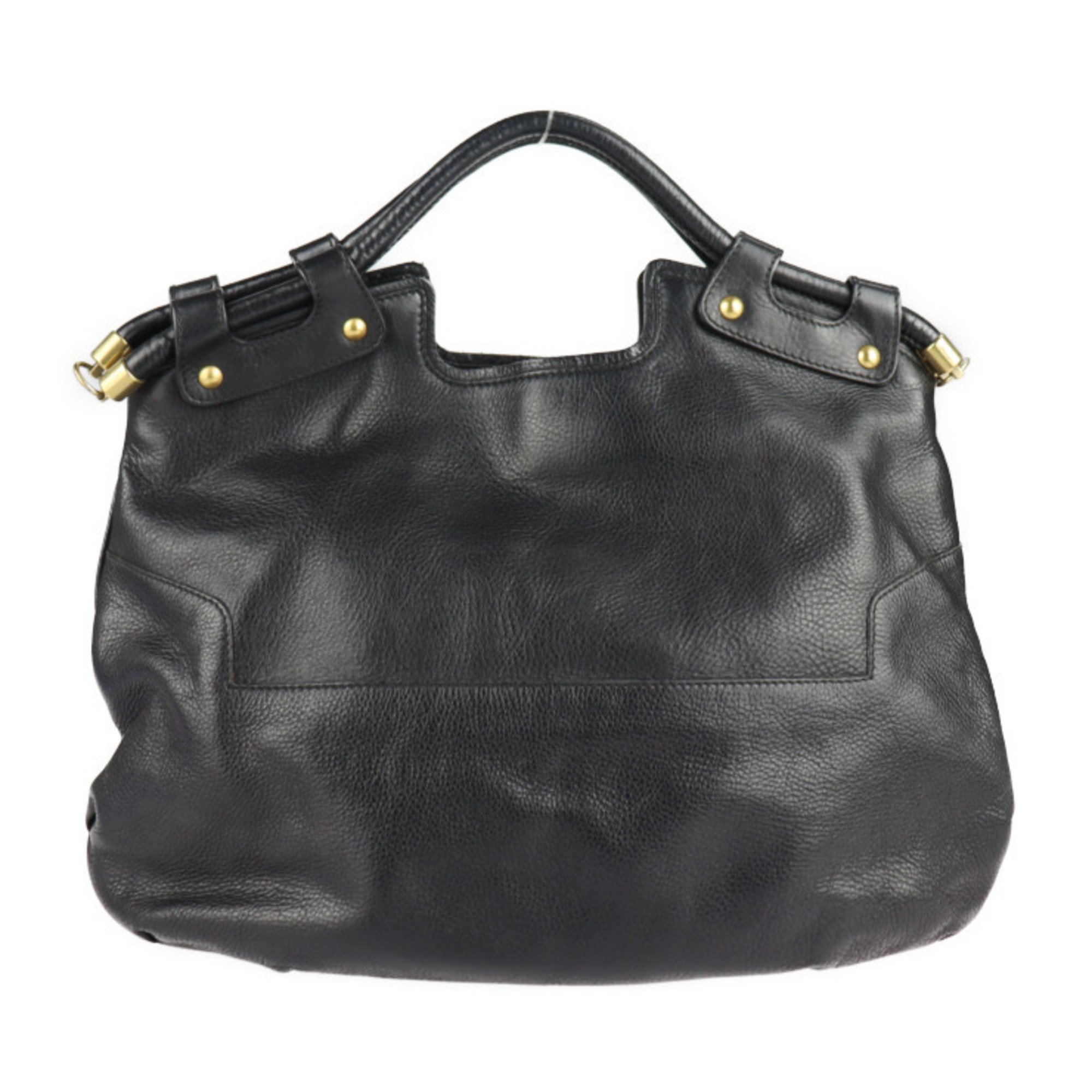 Salvatore Ferragamo handbag 21 6829 leather black gold metal fittings 2WAY shoulder bag tassel