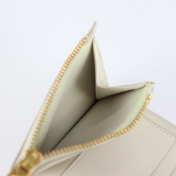 BOTTEGA VENETA Bottega Veneta Trifold Wallet 578752 Calf Leather PLASTER White Series Gold Hardware Compact