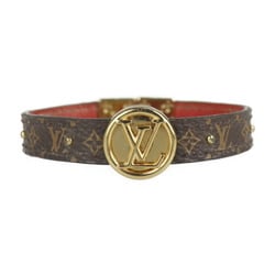 LOUIS VUITTON Louis Vuitton Brasserie LV Circle Reversible Bracelet M6268 Monogram Canvas Leather Brown Rouge