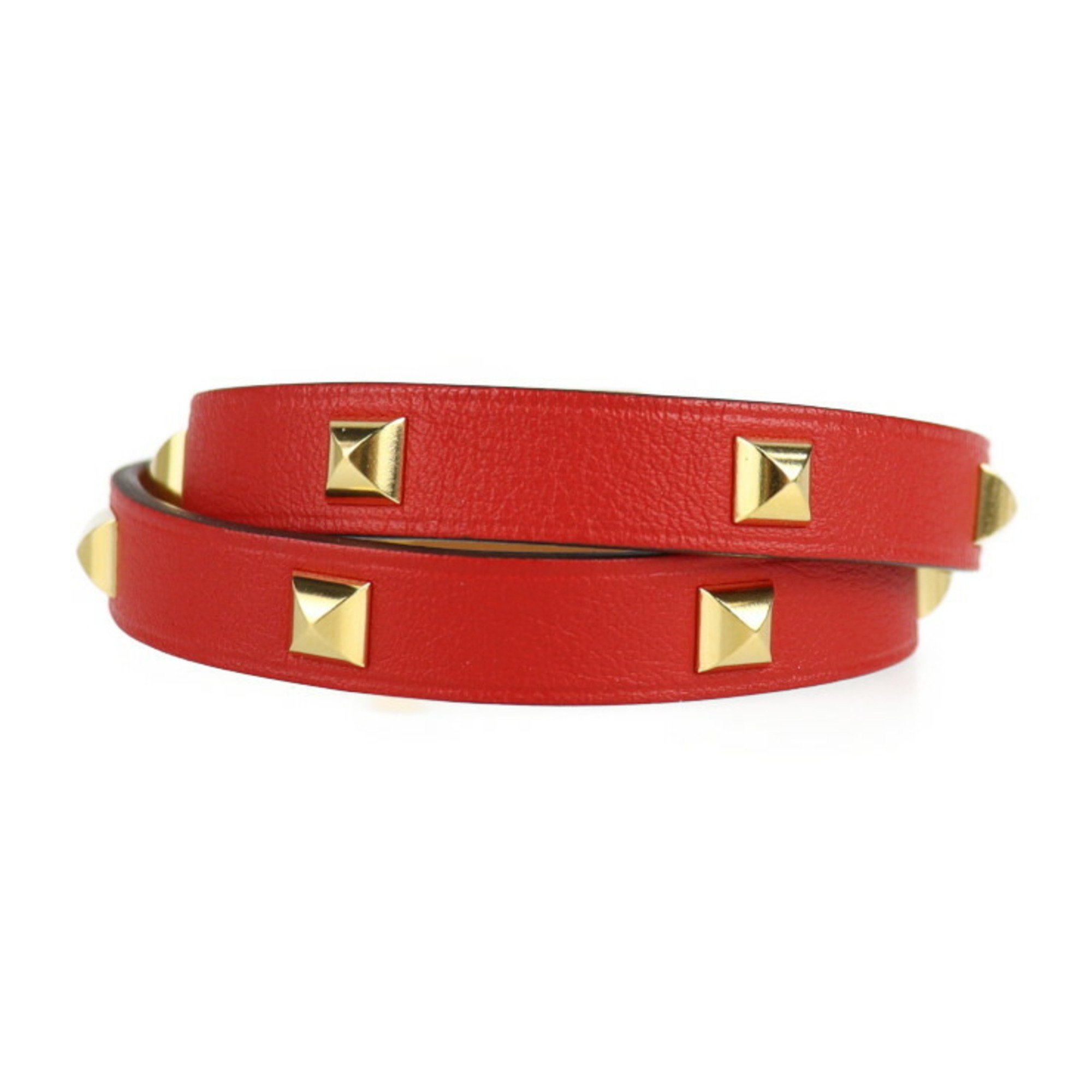 HERMES Hermes Medor Anfini Clute Double Tour Bracelet Notation Size T2 Vaud Swift Red Series Gold Bangle Metal Fittings C Engraved